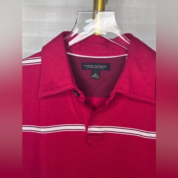 Menβs Fitted Polo Shirt Banana Republic in Red/White Stripes Sz S - Picture 6 of 7